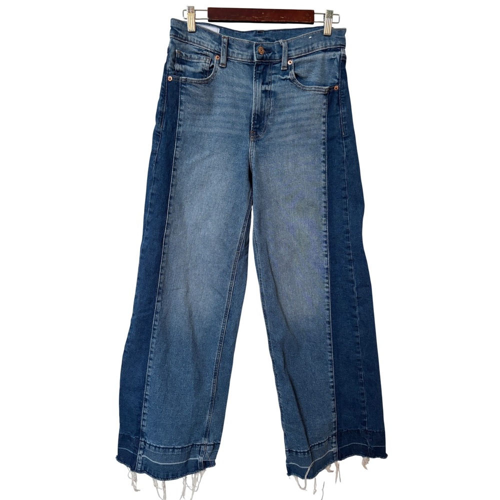 GAP High Rise Stride Two Tone Wide Leg Jeans Medium Indigo 28 6 Reg 849194-00